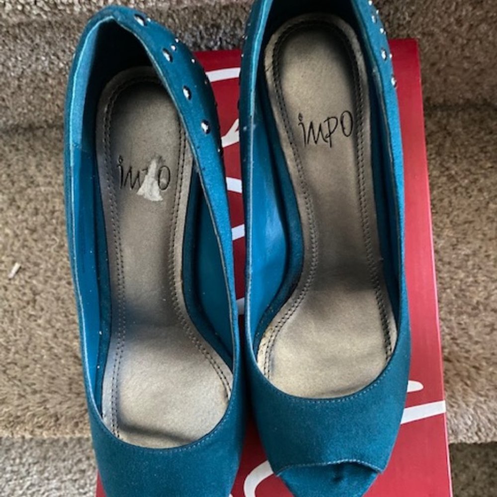 Impo Suede Peacock Blue Studded shoes-New